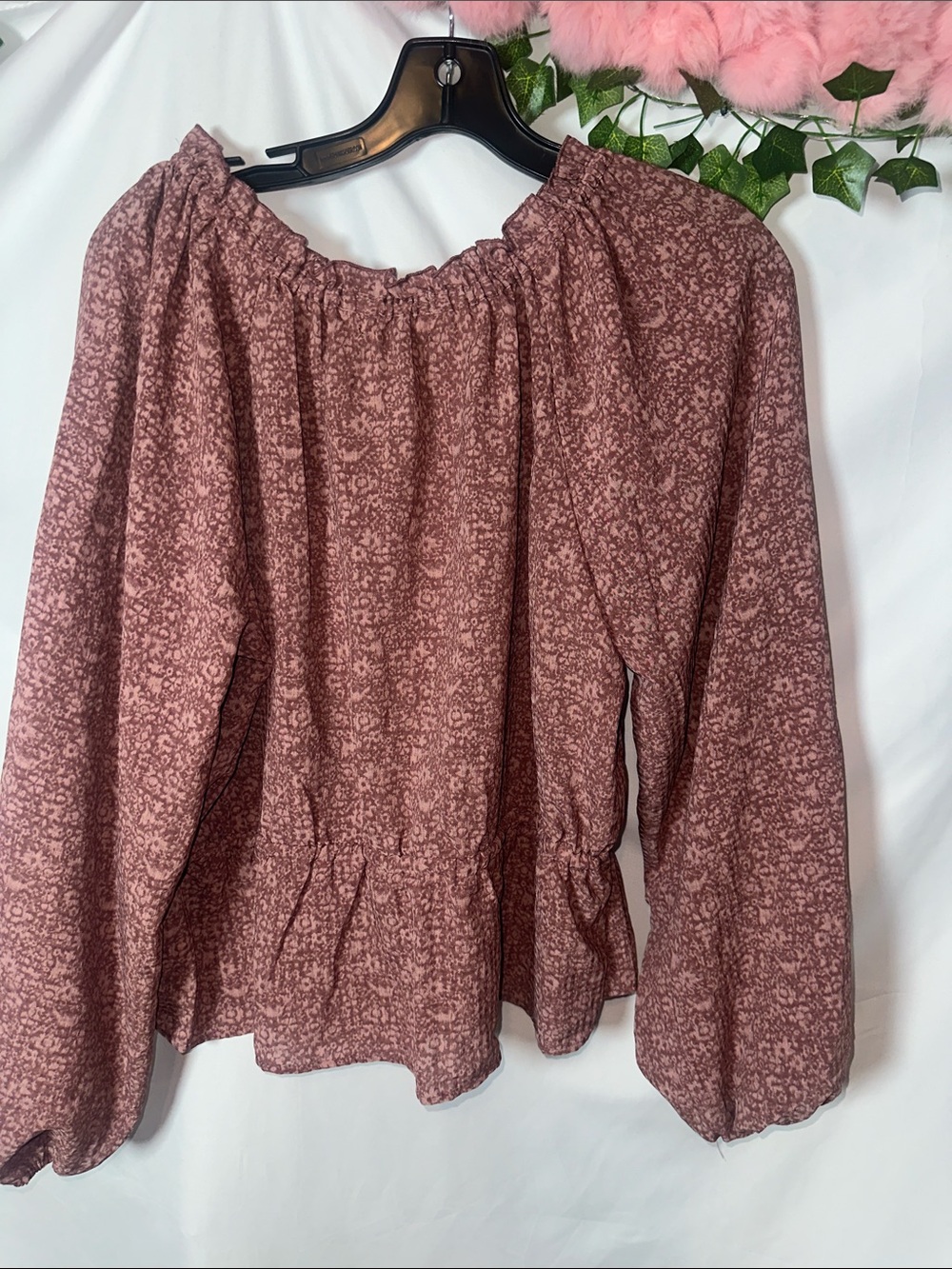Universal Thread Rust Pink Printed Drawstring Waist Top - Picture 6 of 6